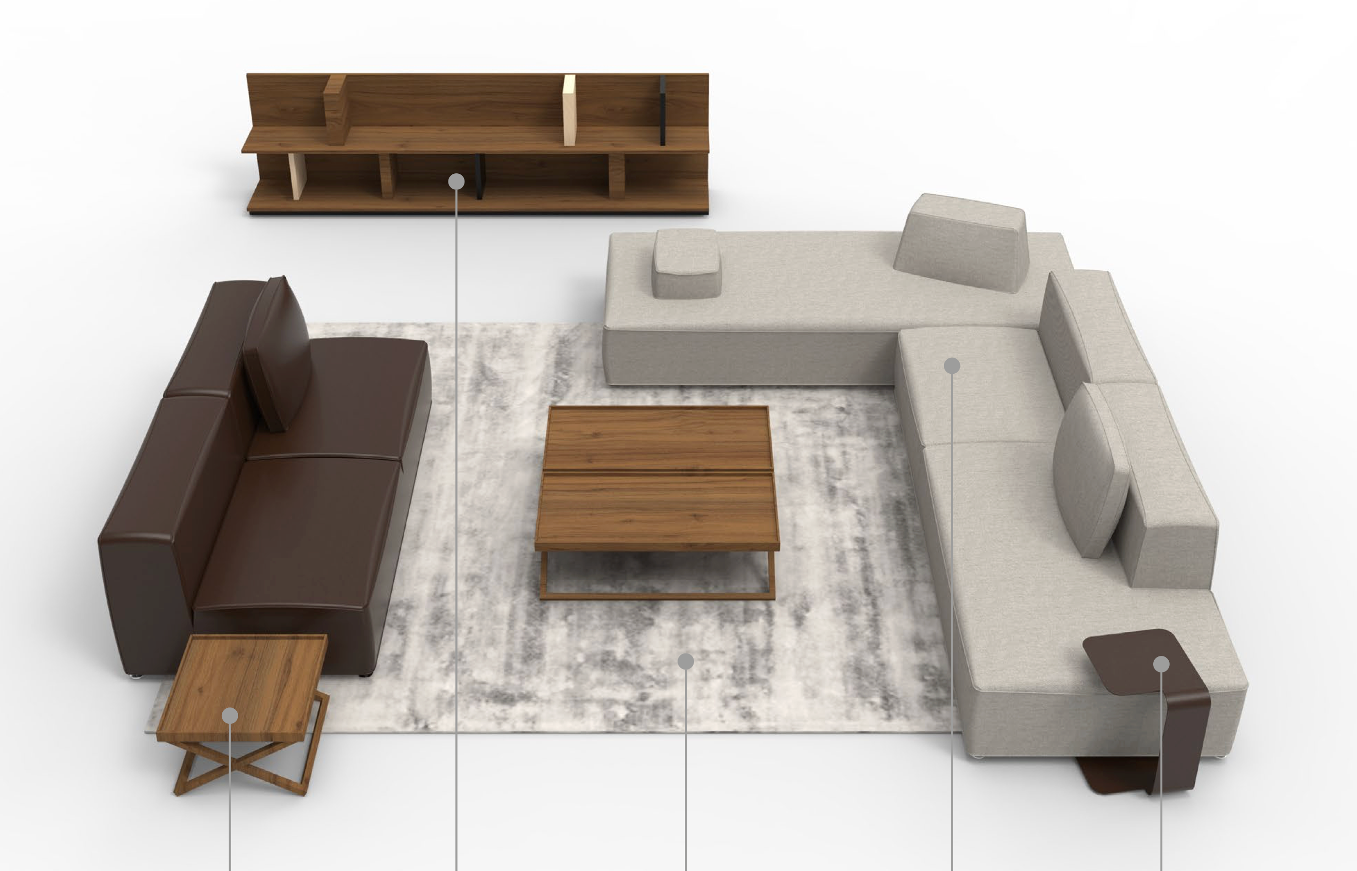Vibieffe Coffee Table Set (Designed by Gianluigi Landoni)