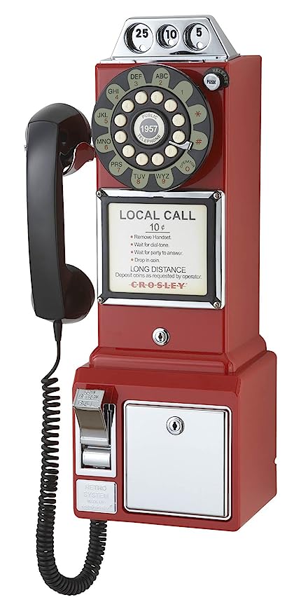 Crosley CR56-RE 1950's Payphone with Push Button Technology (Red)
